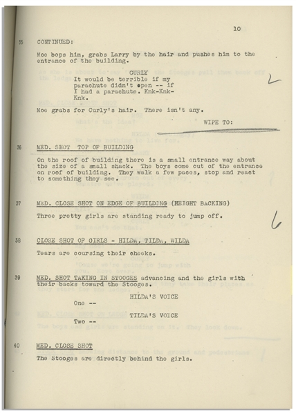 Moe Howard's 26pp. Script Dated November 1945 for The 1946 Three Stooges Film ''Rhythm and Weep'', With Working Title ''Acting Up'' -- With Annotations in Moe's Hand -- Very Good Plus Condition